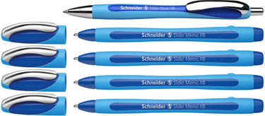 Schneider schrijfwaren schneider balpen - slider memo - penpunt xb 1,4mm - 4 stuks + 1x gratis - slider rave - s-150275