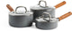 Greenpan mayflower pro keramische pannenset 6-delig - 16, 18 en 20 cm - inductie pannenset - inductie steelpannenset - inductie steelpan - met glazen deksels - pfas-vrij - grijs - houten handvat