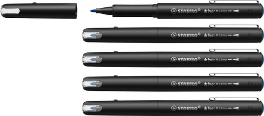 Stabilo dr!ver - premium fineliner - 0.8 mm - blauw - doos 5 stuks