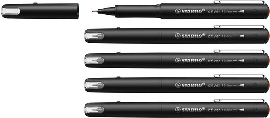 Stabilo dr!ver - premium fineliner - 0.4 mm - rood - doos 5 stuks