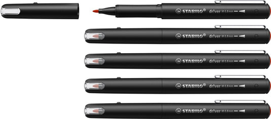Stabilo dr!ver - premium fineliner - 0.8 mm - rood - doos 5 stuks