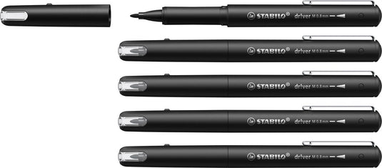 Stabilo dr!ver - premium fineliner - 0.8 mm - zwart - doos 5 stuks