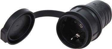 Proplus schuko contrastekker - kunststof - 230v - zwart - ip44
