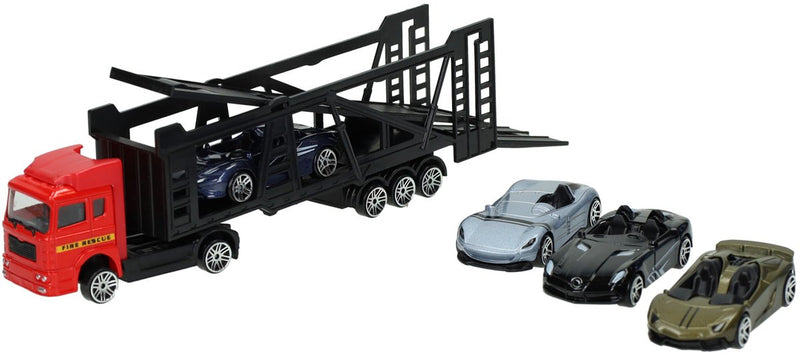 Load image into Gallery viewer, Lobbes speelgoed bv die-cast transporter met 4 auto's
