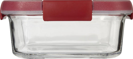 Curver smart cook glazen vershouddoos - vierkant - 0,7l - rood transparant
