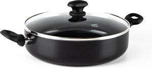 Greenchef diamond hapjespan 28cm met deksel - 4.25l - pfas-vrije antikleeflaag - hapjespan inductie - keramische pan - ovenbestendig tot 160°c - koelgreep - glazen deksel - zwart