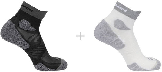 Salomon - aero ankle socks | 2-pack | enkelsokken | maat l 42-44 - zwart wit