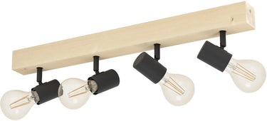 Eglo townshend 3 opbouwspot - e27 - 63 cm - bruin zwart