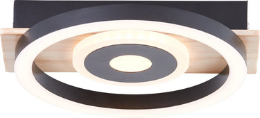 Brilliant maureen - plafondlamp - led 12w - 3000k - zwart - hout