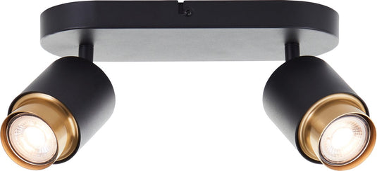 Brilliant covelo - plafondspot - gu10 2x5w - 3000k - zwart goud