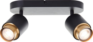 Brilliant covelo - plafondspot - gu10 2x5w - 3000k - zwart goud