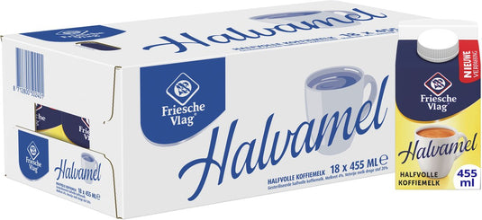 Friesche vlag halvamel – koffiemelk – 18 x 455 ml – voordeelverpakking