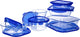 Pyrex - cook go schaal set van 7 stuks - borosilicaatglas - transparant blauw