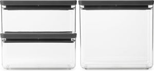 Brabantia tasty+ voorraadbussen - stapelbaar - 1,5 + 1,5 + 3,5 l - dark grey