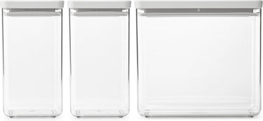 Brabantia tasty+ voorraadbussen - stapelbaar - 1,6 + 1,6 + 3,5 l - light grey