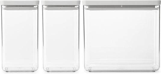 Brabantia tasty+ voorraadbussen - stapelbaar - 1,6 + 1,6 + 3,5 l - light grey