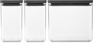 Brabantia tasty+ voorraadbussen - stapelbaar - 1,6 + 1,6 + 3,5 l - dark grey