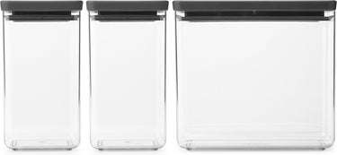 Brabantia tasty+ voorraadbussen - stapelbaar - 1,6 + 1,6 + 3,5 l - dark grey