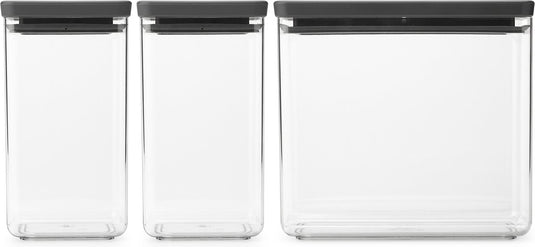 Brabantia tasty+ voorraadbussen - stapelbaar - 1,6 + 1,6 + 3,5 l - dark grey