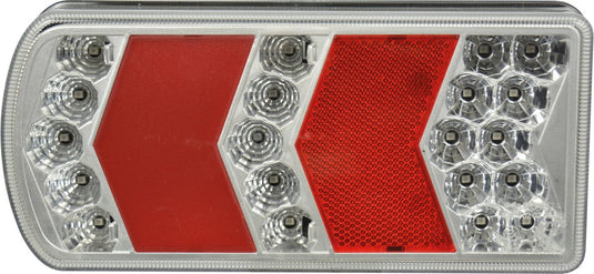 Carpoint led achterlicht – 12 24 volt - links - 6 functies - remlicht, richtingaanwijzer, achterlicht, kentekenplaat verlichting, mistachterlicht reflector – schroefbevestiging 5 voor gemonteerde aansluitdraden - afmeting 227x106mm