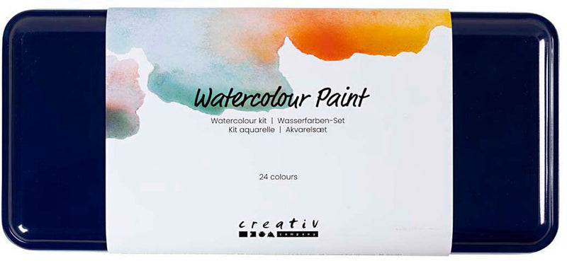 Afbeelding laden in galerijviewer, Colortime waterverfset - palet met 24 kleuren en kwast

