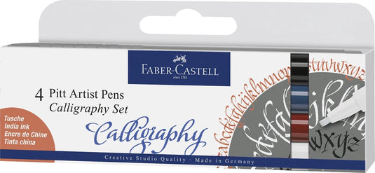 Faber-castell kalligrafie pen - tekenstift - pitt artist pen - kalligrafieset - 4-delig - fc-167504
