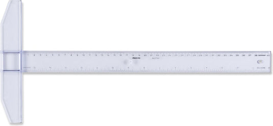 Aristo tekenhaak - lengte 40cm - mm cm inch schaalverdeling - glashelder plexiglas - met anti-slip noppen - ar-23174