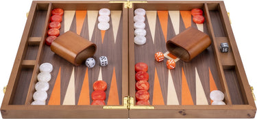Longfield backgammon 15 oranje maple veneer -