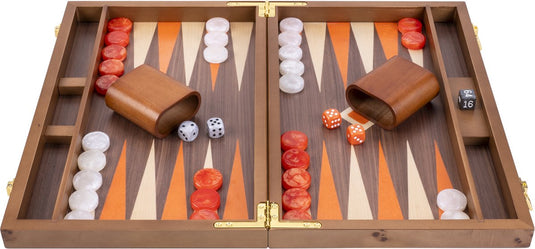 Longfield backgammon 15 oranje maple veneer -