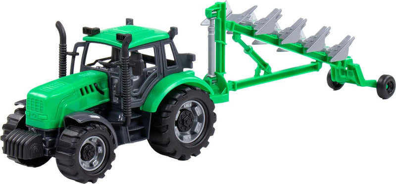 Load image into Gallery viewer, Cavallino tractor met ploeg groen, schaal 1:32
