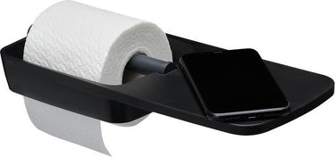 Tiger tess - wc rolhouder met planchet - zelfklevend - 3m tape - boren - zwart antraciet