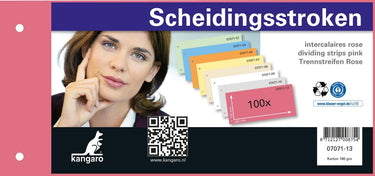 Kangaro scheidingsstrook - 2-gaats - 225x120mm - 180 grams - roze - 100 stuks