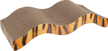 Flamingo krabkarton mawimbi – bruin rosé zwart – 40,5 x 20 x 7,5 cm – compact en stijlvol krabspeelgoed voor katten