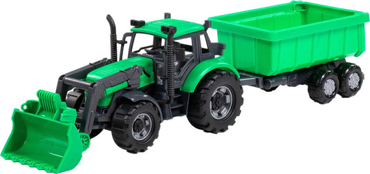 Cavallino tractor met lader en aanhang kiepwagen groen, schaal 1:32