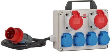 Brennenstuhl compacte stroomverdeler bkv 2 4 t ip44 bouwstroomverdeler met draaggreep, ca. 2 m kabel, voor continu gebruik buitenshuis ip44