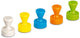 Maul magneet kegel 10 stuks 1,5 kg kunststof neodymium ø 1.2 x 1.6 cm wit blauw geel groen oranje