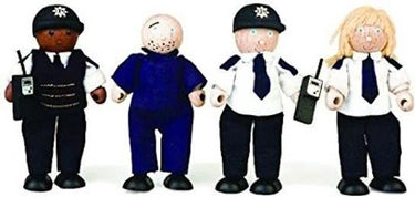 Tidlo politieagenten en dief hout 11 cm zwart 4 stuks