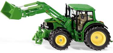 Siku 3652, john deere tractor met voorlader, 1:32, metaal kunststof, groen, beweegbare voorlader, verwijderbare bestuurderscabine