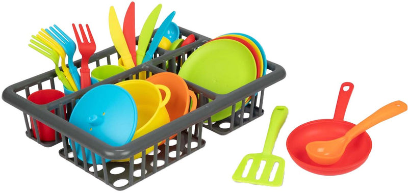 Afbeelding laden in galerijviewer, Toi-toys home food afwasrek met bestek en pannen, 27dlg.
