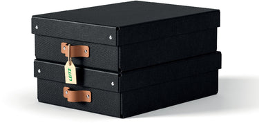 Leitz puro middelgrote lage opbergdoos met deksel - set van 2 - 8l - 100% gerecycled karton - zwart