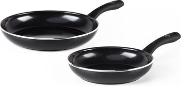 Greenchef diamond koekenpannenset 2-delig - 20 28cm - pfas-vrije antikleeflaag - pannenset inductie - keramische pan - ovenbestendig tot 160°c - koelgreep - zwart