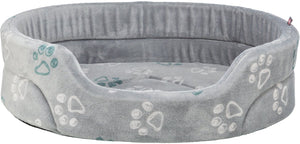 Trixie hondenmand - ovaal lichtgrijs pluche - 45x35 cm met wendbaar kussen en slipvaste onderzijde