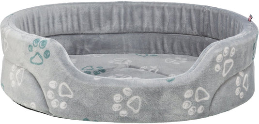 Trixie hondenmand - ovaal lichtgrijs pluche - 45x35 cm met wendbaar kussen en slipvaste onderzijde