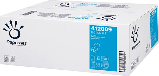 Papernet papieren handdoeken z-vouw | 2-laags | 20x 200 vellen | wit