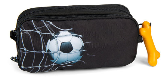 Stones and bones rowan 2.0 - etui - pennenzak voor kinderen - 3 vakken - goalgetter - zwart