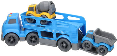Lobbes speelgoed bv transporter werkvoertuigen met geluid - blauw