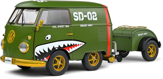Geen automerk volkswagen kool kombi army fighter solido modelauto 1:18 2023 s1810901 schaalmodel