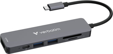 Verbatim usb-c essentiële multipoort hub 6 poorten: hdmi, usb-c pd, usb-a 3.2 gen 1, usb-a, sd microsd
