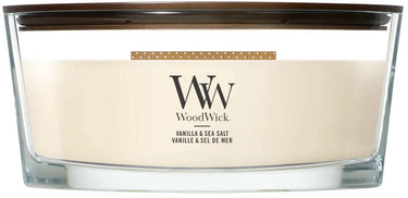 Woodwick heartwick flame ellipse geurkaars - vanilla sea salt - 50 branduren