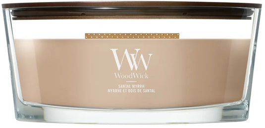 Woodwick heartwick flame ellipse geurkaars - santal myrrh - 50 branduren